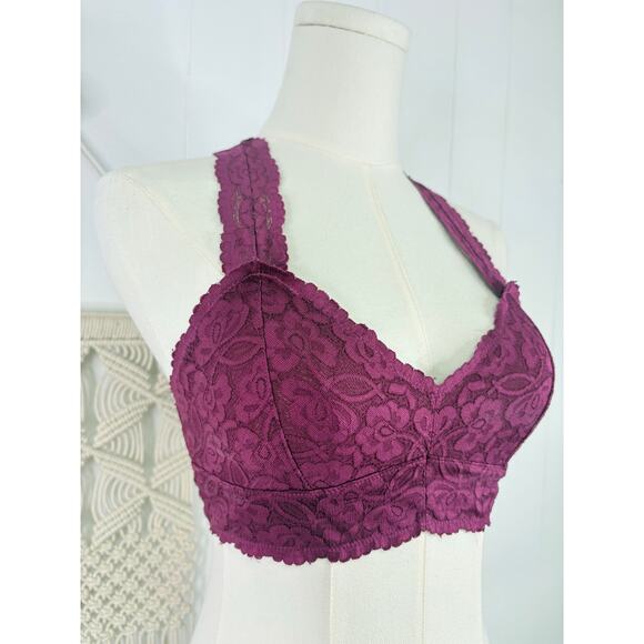 Intimately Free People Galloon Lace Racerback Bralette Womens Small Grape Purple - Picture 3 of 10